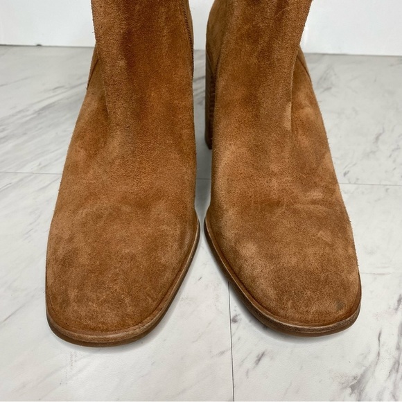 New! Lucky Brand Pinkton Brown Suede Block Heel Bootie 11M - Picture 12 of 16